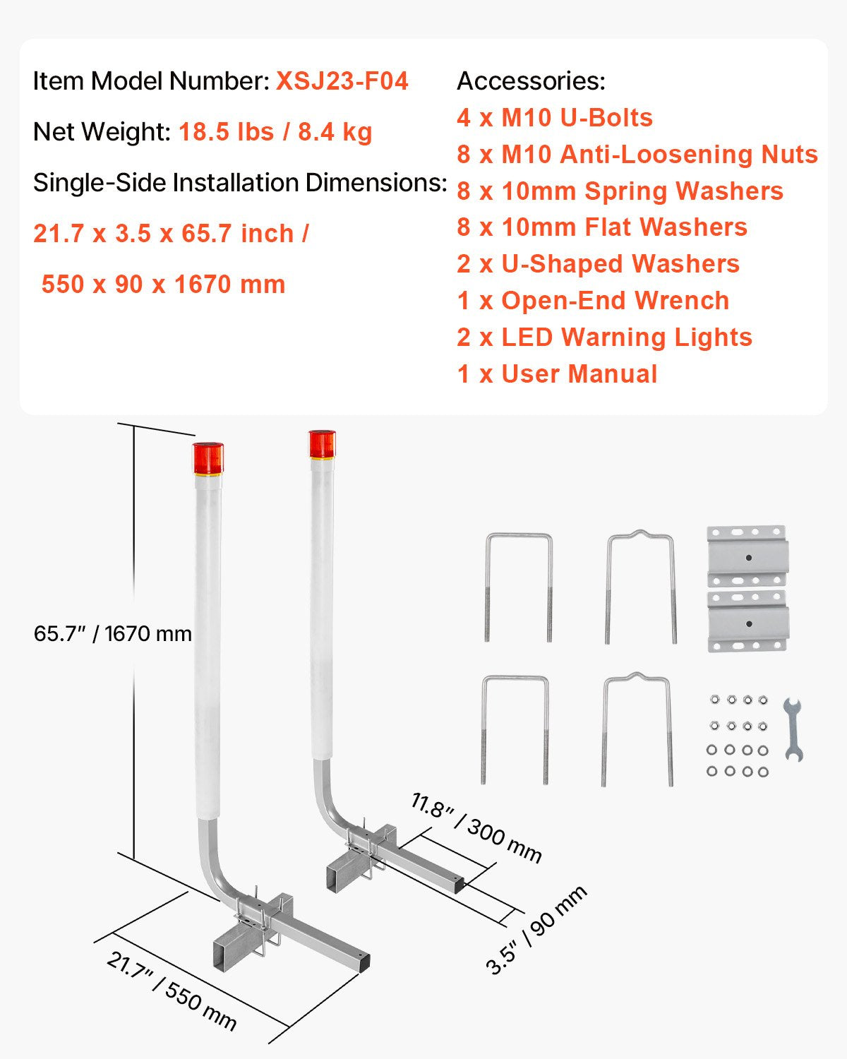 Boat Trailer Guide, 1524mm with LED Light Trailer Guide Poles, 2PCS High-Hardness Steel Trailer Guide-Ons, Trailer Guides with PVC Pipes, for Ski Boat, Fishing Boat or Sailboat Trailer