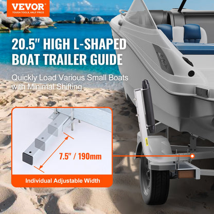 Boat Trailer Guide, 52.1 cm Adjustable Design Trailer Guide Poles, 2PCS Rustproof Galvanized Steel Trailer Guide ons, Heavy Duty Roller Guide Design, for Ski Boat, Fishing Boat or Sailboat Trailer