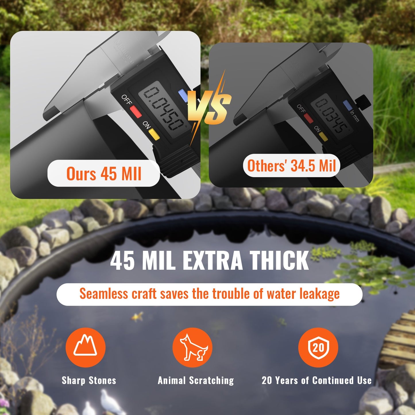 Dammfolie, 9 x 10,6 m 1,5 mm tjocklek, böjliga dammfoder i EPDM-material, lättskärande underlag för fisk- eller koikarldammar, vattenfunktioner, vattenfallsbas, fontäner, vattenträdgårdar, svart