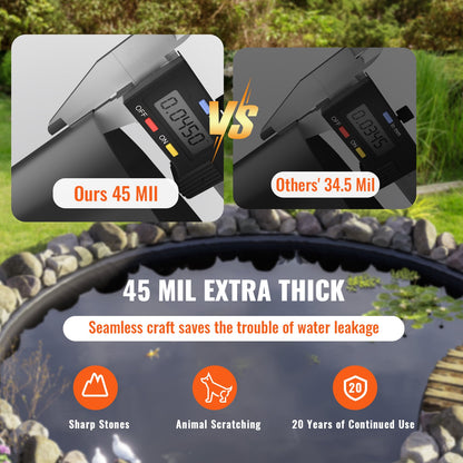 Dammfolie, 9 x 10,6 m 1,5 mm tjocklek, böjliga dammfoder i EPDM-material, lättskärande underlag för fisk- eller koikarldammar, vattenfunktioner, vattenfallsbas, fontäner, vattenträdgårdar, svart