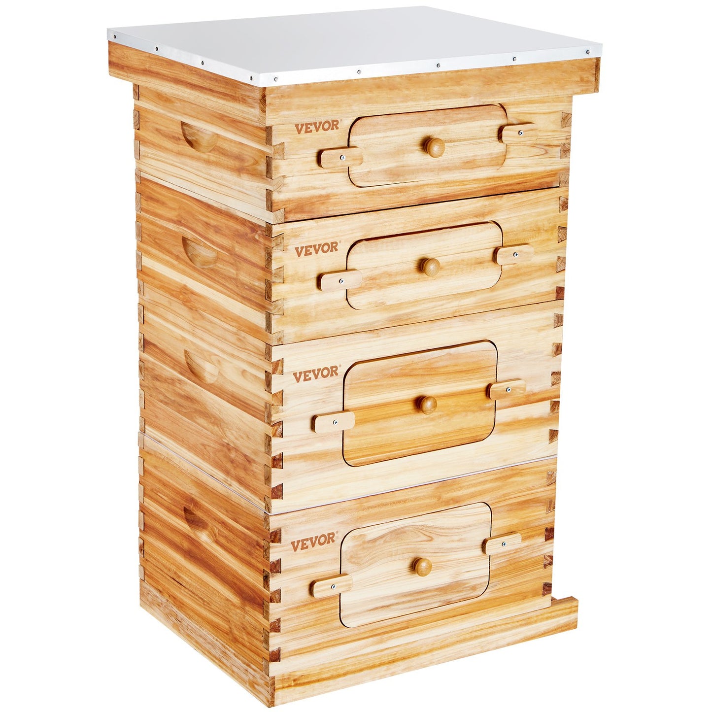 Bee Hive 40 Frame Bee Hives Starter Kit, Beeswax Coated Fir Wood, 2 Deep + 2 Medium Bee Boxes Langstroth Beehive Kit, Transparent Acrylic Windows with Foundations for Beginners Pro Beekeepers