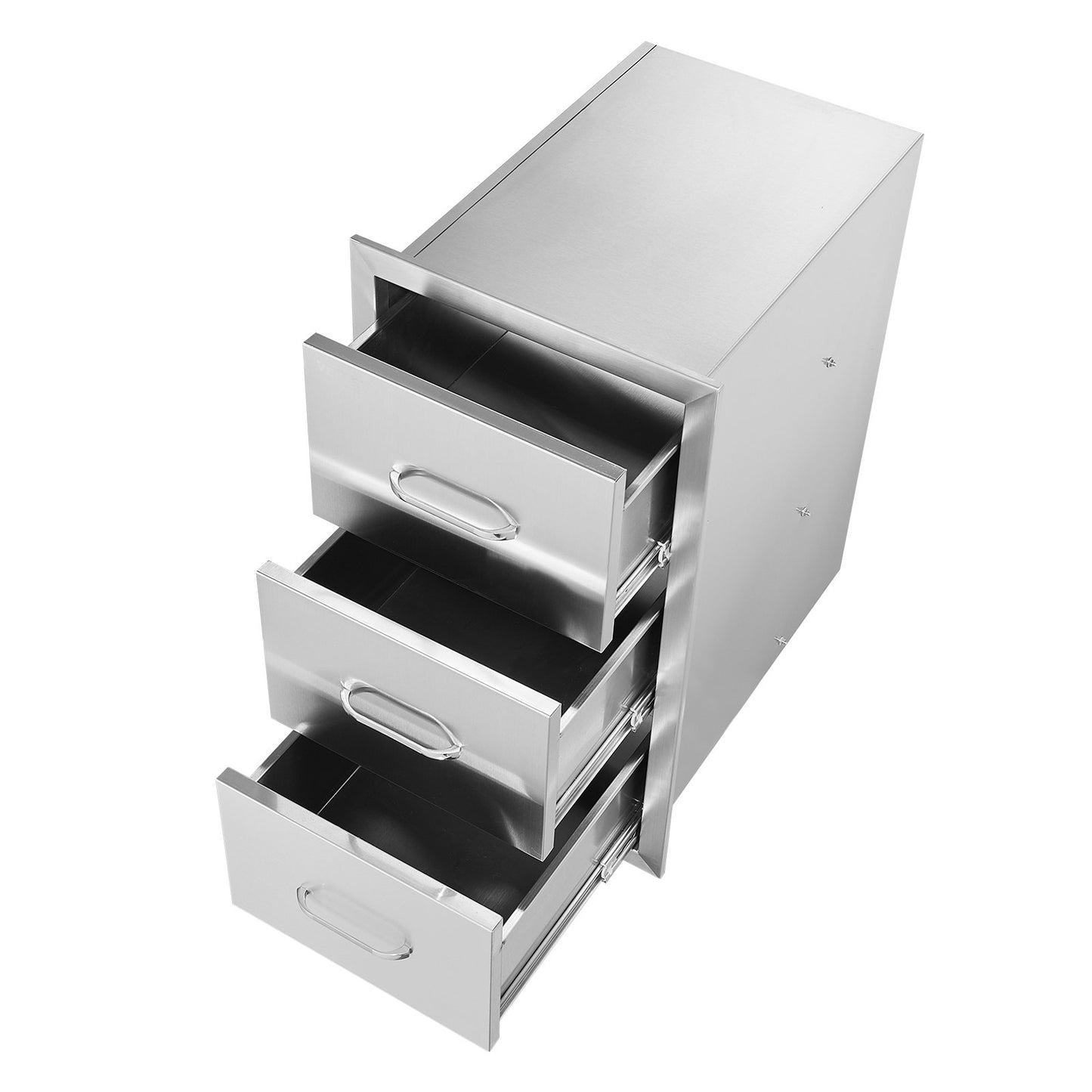 Outdoor Kitchen Drawers 16\" W x 28.5\" H x 20.5\" D, Flush Mount Triple Access BBQ Drawers Stainless Steel with Handle, BBQ Island Drawers for Outdoor Kitchens or Patio Grill Station
