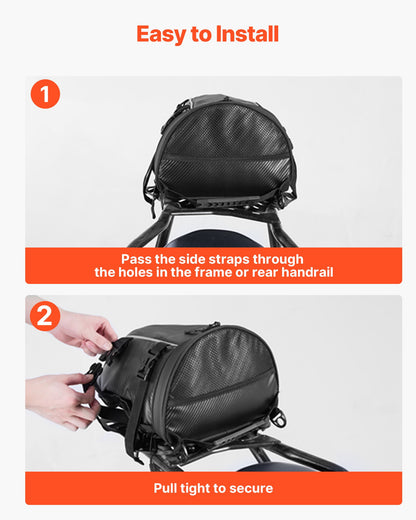 Motorcycle Tail Bag, 10 L Motorcycle Rear Seat Bag with Waterproof Rain Cover, Outdoor Sports Motorbike Luggage Storage Trunk Rack Backpack Handbag with Shoulder Strap and Inner Pocket, Black