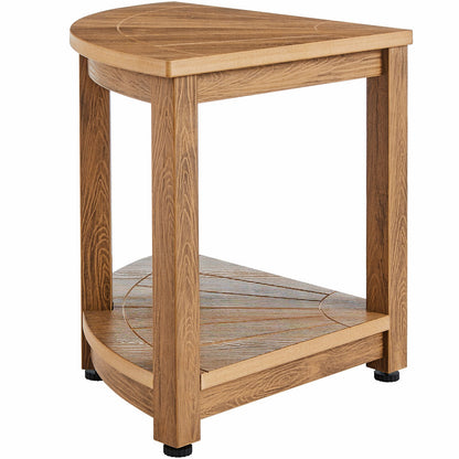 Corner Shower Bench, 18.5" Height 17.75" Radius, Faux Wood Grain Polystyrene, 350 LBS with Storage Shelf, Water Resistant, Shower Stool for Inside & Outside Shower, for Bathroom, Living Room