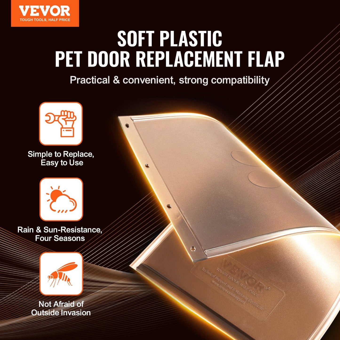 Pet Door Replacement Flap, Compatible with Flap Pet Doors, Measures 13.63" x 23.62" Longer Lasting, Weather-proof, Thickened PVC Dog Door Replacement Flap with Long Magnetic Strip (XL)