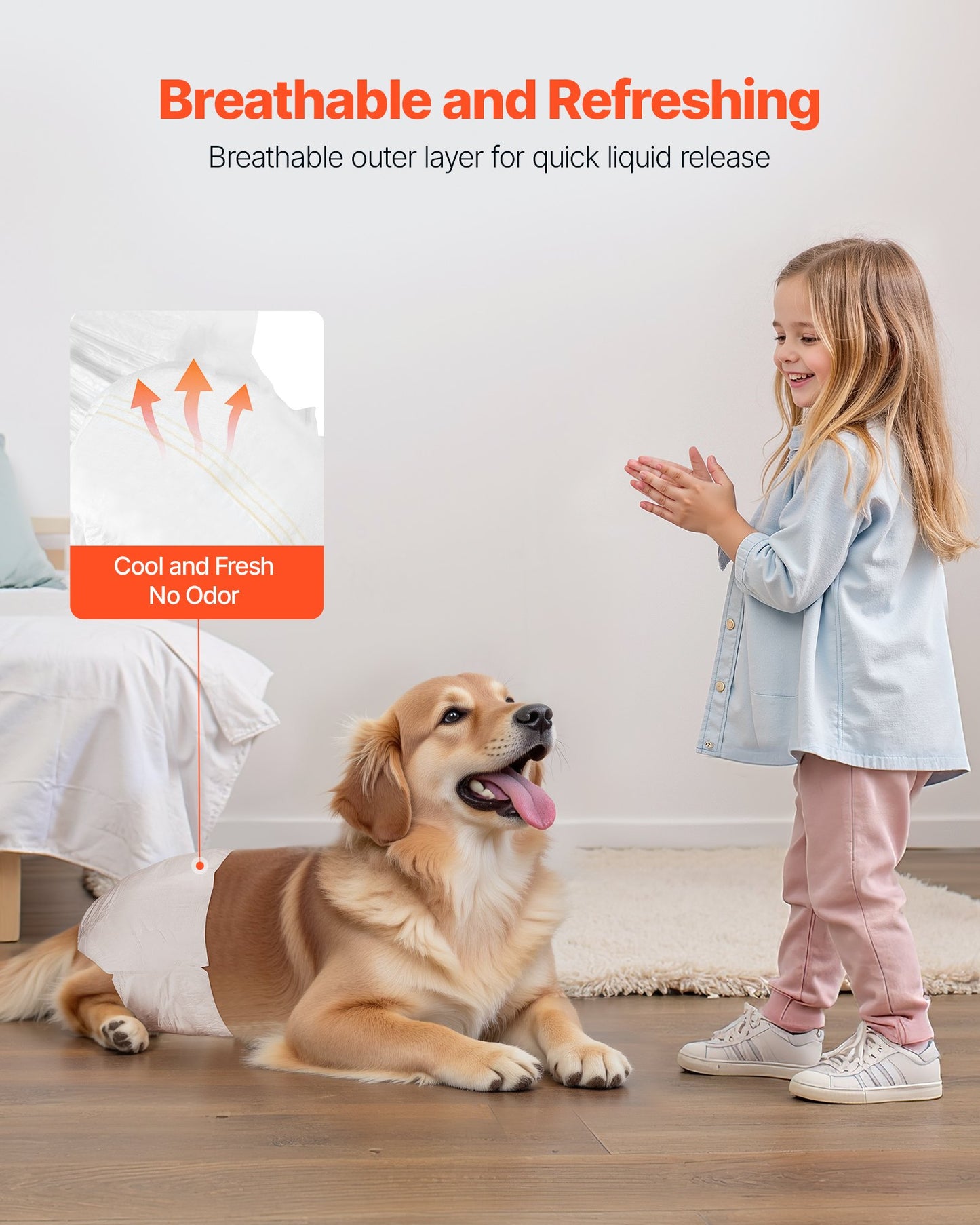 Engångsblöjor för hundar, superabsorberande blöjor för tikhundar, 360° läckagesäker blöja för tikhundar med våtindikator för löpperioder, träning, inkontinens - M, 144 st (2 förpackningar med 72)