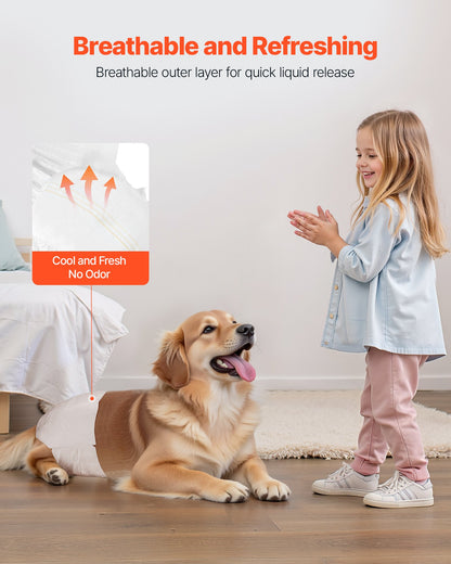 Engångsblöjor för hundar, superabsorberande blöjor för tikhundar, 360° läckagesäker blöja för tikhundar med våtindikator för löpperioder, träning, inkontinens - M, 144 st (2 förpackningar med 72)