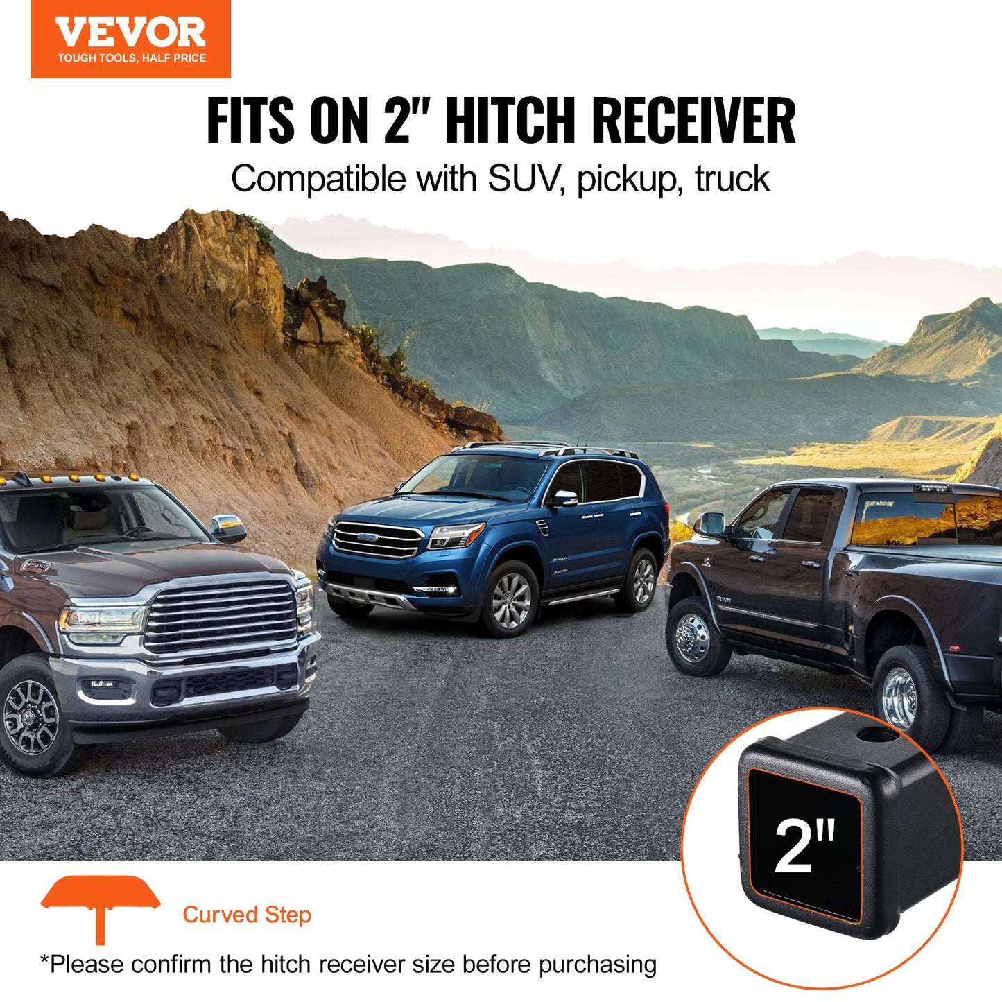 Dragkrok för 5 cm fäste, stark stålkonstruktion med 165 kg lastkapacitet, bakre stötfångarskydd med låsstift och stabilisator, universell passform för lastbil, SUV, pickup, släpvagn