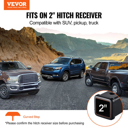 Dragkrok för 5 cm fäste, stark stålkonstruktion med 165 kg lastkapacitet, bakre stötfångarskydd med låsstift och stabilisator, universell passform för lastbil, SUV, pickup, släpvagn