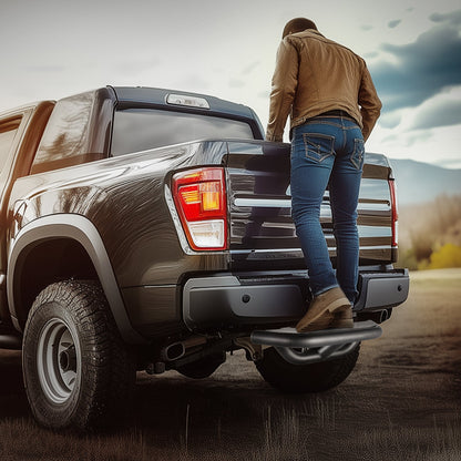 Dragkrok för 5 cm fäste, stark stålkonstruktion med 165 kg lastkapacitet, bakre stötfångarskydd med låsstift och stabilisator, universell passform för lastbil, SUV, pickup, släpvagn