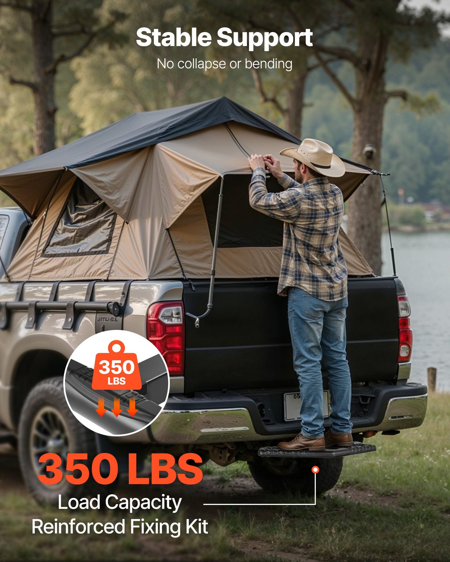 Dragkroksfotsteg för 5 cm mottagare, universellt bakre stötfångarskydd med 159 kg lastkapacitet, brett och halkfritt dragkroksfotsteg med sprintsats och stabilisator, passar för lastbil, SUV, pickup, släpvagn