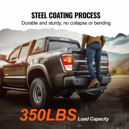 Hitch Step for 2 Inch Receiver, Strong Steel Construction with 350 LBS Load Capacity, Rear Bumper Guard Protector with Pin Lock, Universal Fit for Truck, SUV, Pickup, Trailer