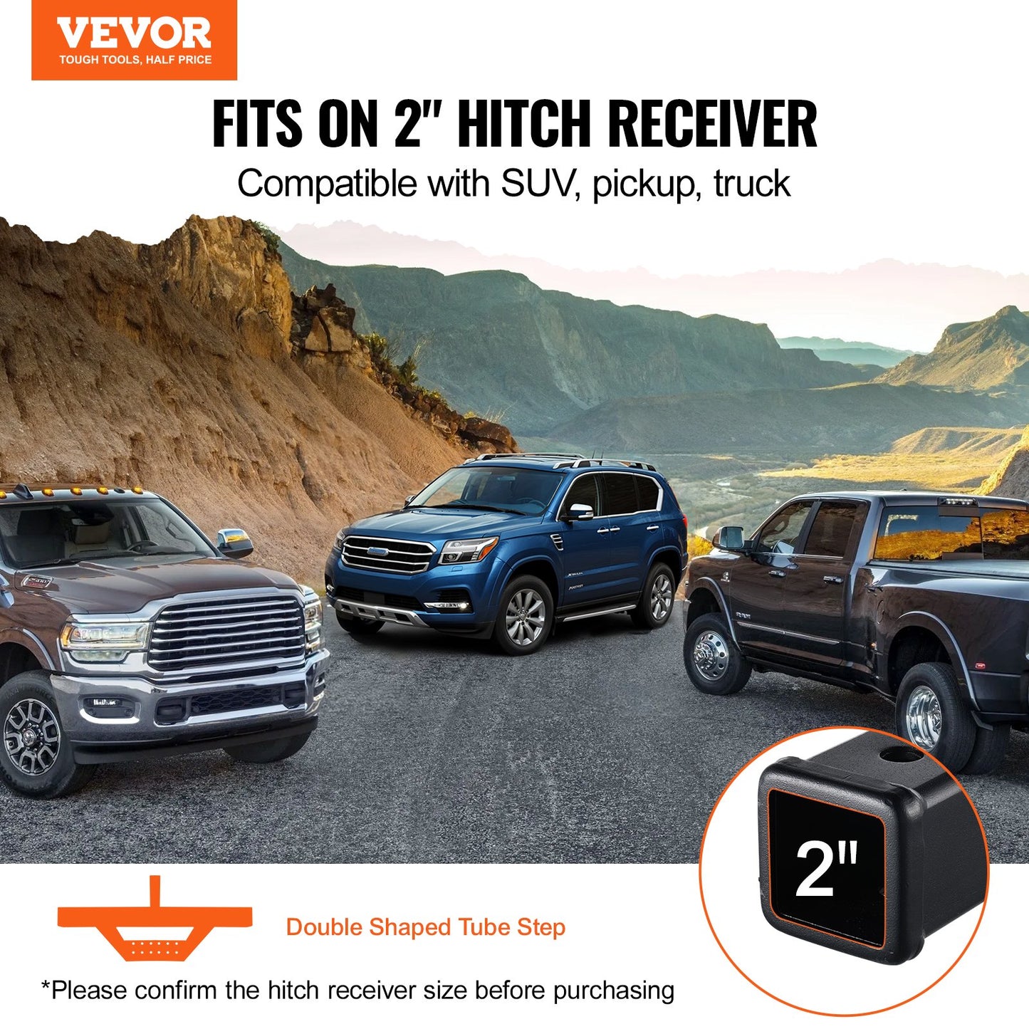 Hitch Step for 2 Inch Receiver, Strong Steel Construction with 300 LBS Load Capacity, Rear Bumper Guard Protector with Pin Lock and Stabilizer, Universal Fit for Truck, SUV, Pickup, Trailer