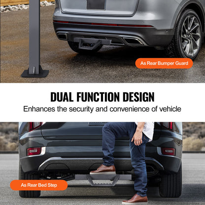 Hitch Step for 2 Inch Receiver, Strong Steel Construction with 300 LBS Load Capacity, Rear Bumper Guard Protector with Pin Lock and Stabilizer, Universal Fit for Truck, SUV, Pickup, Trailer
