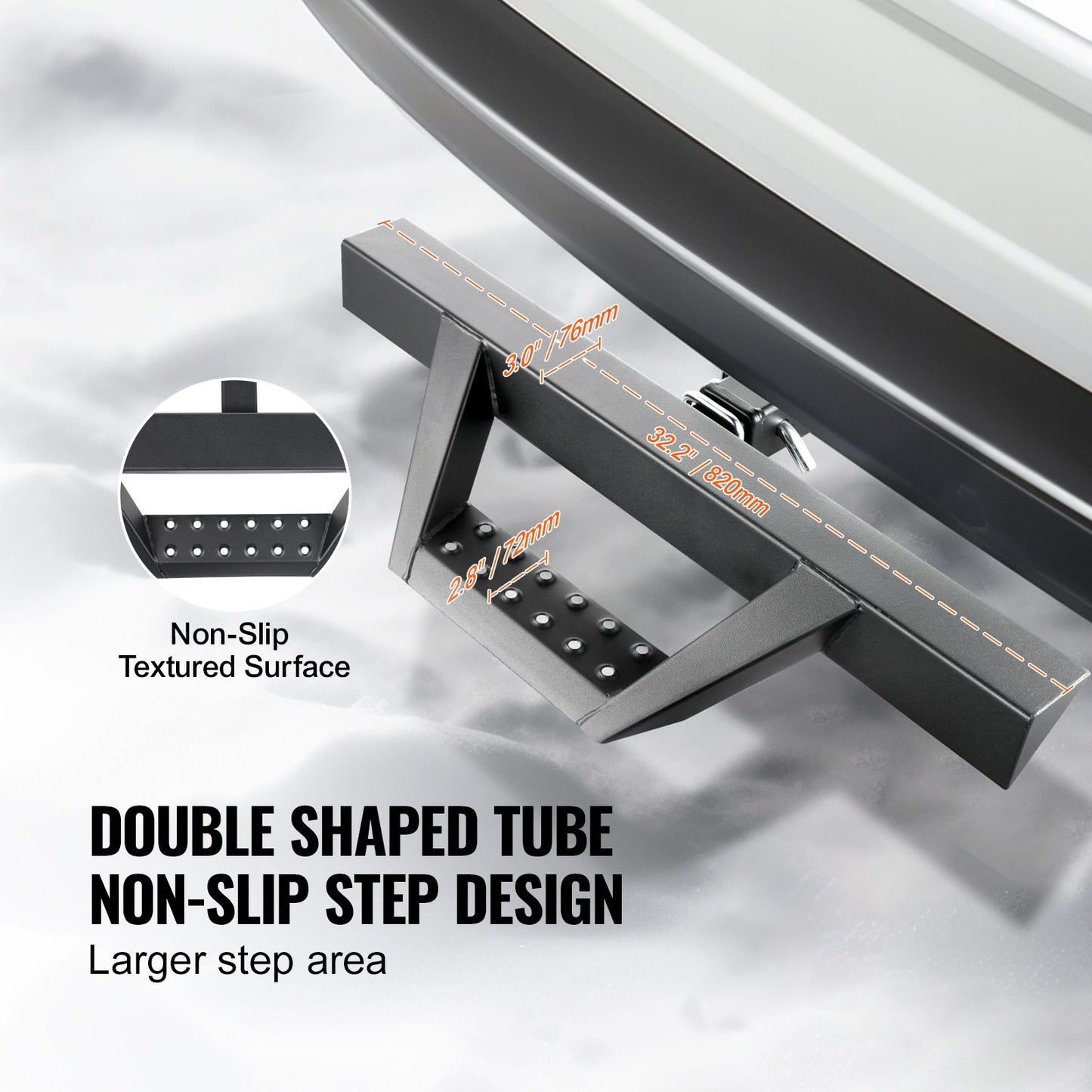 Hitch Step for 2 Inch Receiver, Strong Steel Construction with 300 LBS Load Capacity, Rear Bumper Guard Protector with Pin Lock and Stabilizer, Universal Fit for Truck, SUV, Pickup, Trailer