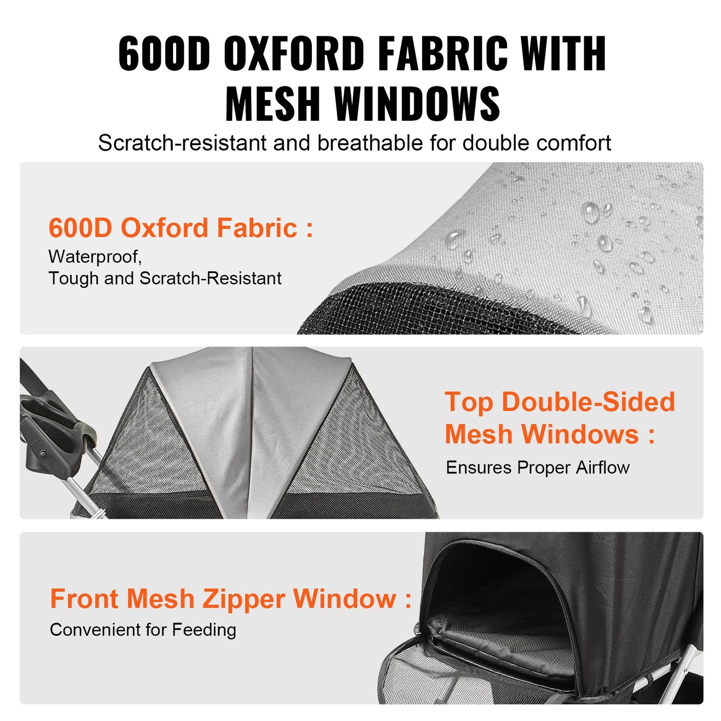 Hundvagn, 4 hjul, roterbar hundvagn med bromsar, viktkapacitet 14,5 kg, valpvagn med avtagbar bärare, förvaringskorg och mugghållare, för hundar och katter, svart + mörkgrå