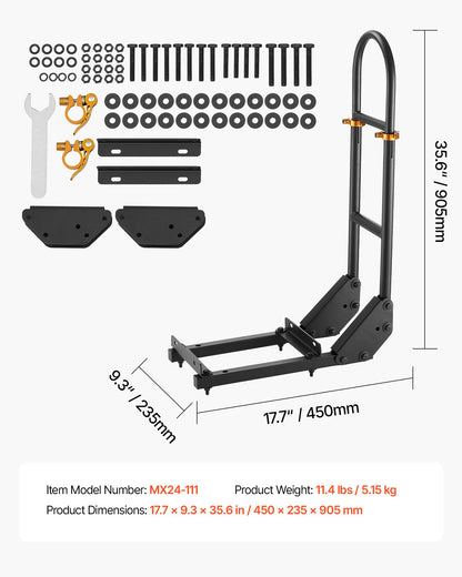 Stödhandtag för golfbil, 450 x 235 x 905 mm, Kompatibel med de flesta golfbilar med fotplattor i metall, Ingen modifiering krävs, Höjdjusterbart stödhandtag i kolstål för baksätet, 27,5 till 33,5 tum, Svart