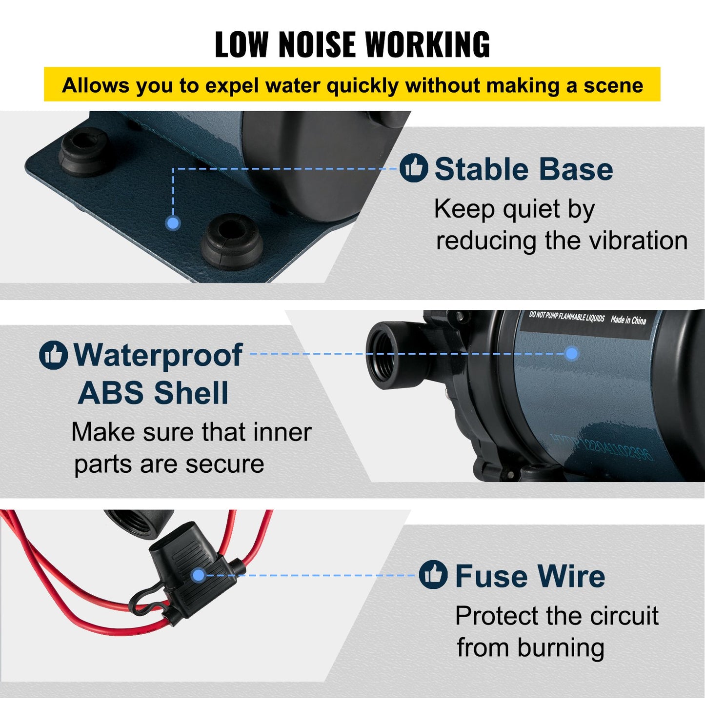 Washdown Pump, 12V DC, 26 L/min(7 GPM) 4 bar(60 PSI), Max. 3 m(10 FT) Lift Self Priming Water Pump, with EPDM Valve, Universal Salt Water Strainer & Female/Male Thread, for RV, Marine Deck, Yacht