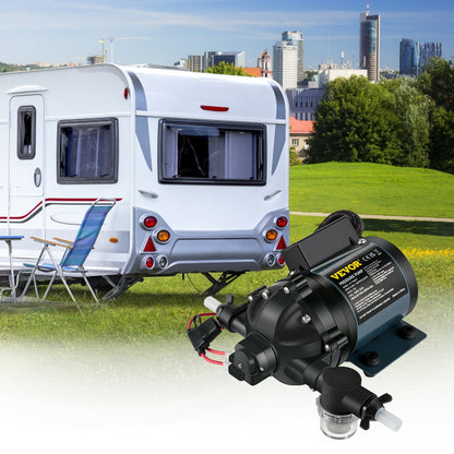 Washdown Pump, 12V DC, 26 L/min(7 GPM) 4 bar(60 PSI), Max. 3 m(10 FT) Lift Self Priming Water Pump, with EPDM Valve, Universal Salt Water Strainer & Female/Male Thread, for RV, Marine Deck, Yacht