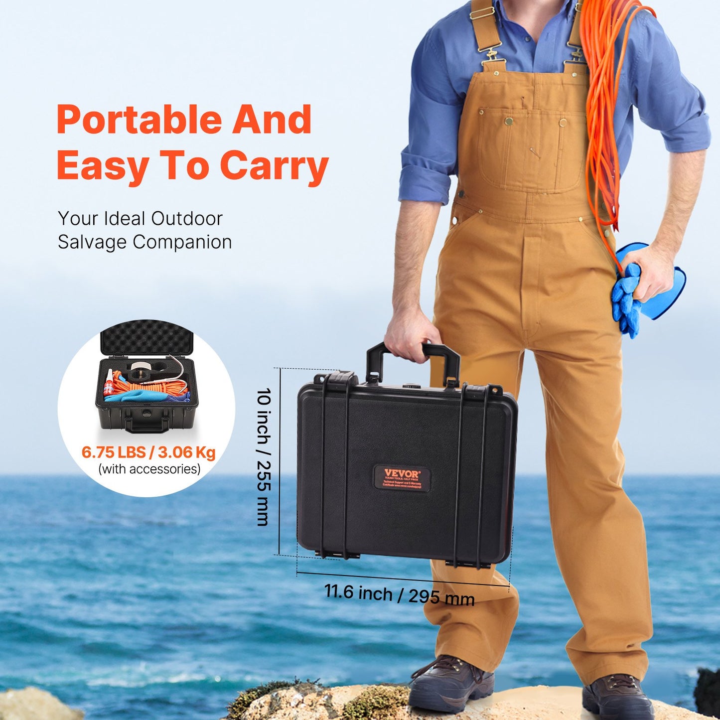 Magnet Fishing Kit, 1400 LBS/635 Kg Double-Sided Pulling Force Magnet Fishing Kit, Rare Earth Neodymium Magnetic Fishing Kit Includes Grappling Hook, Heavy Duty Rope, Gloves, Eyebolt, Carry Case