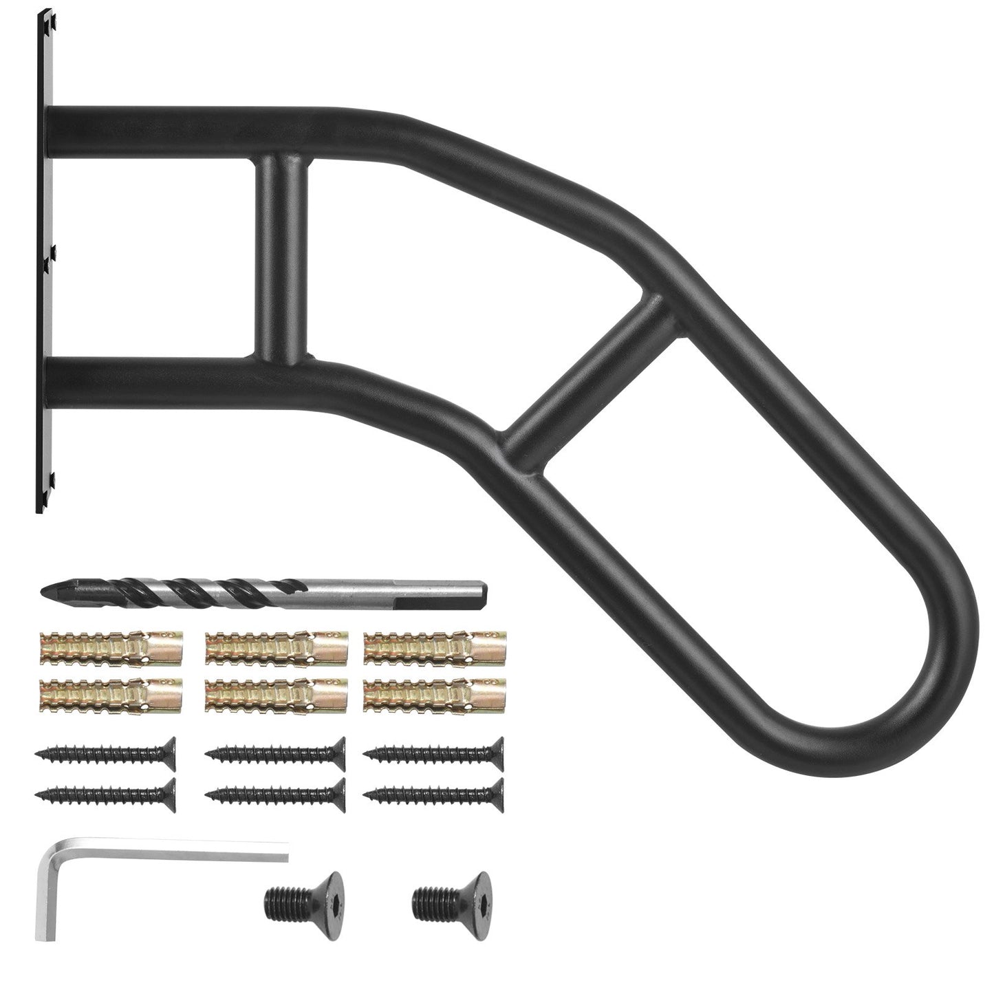 Handrails for Outdoor Steps, 29" Length Wall Mount Safety Railings for 1-3 Steps, U-Shaped Handrail with Matte Black Finished, Stair Handrails for Kids, Elderly, Pregnant Women, Disabled