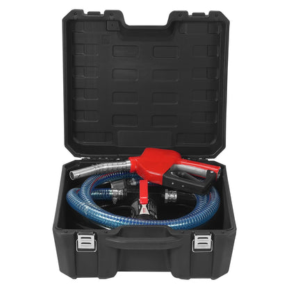 Fuel Transfer Pump, 12V DC 38 L/min(10 GPM) 186W(1/4 HP), Portable Electric Diesel Transfer Pump with Automatic Shut-Off Fuel Nozzle, High Flow, Long Inlet & Outlet Hose for Diesel, Kerosene, Transformer Fuel