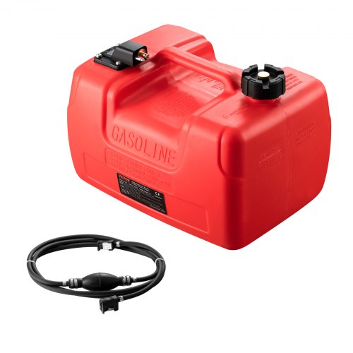 Boat Fuel Tank, 3.17-Gallon/12-L Marine Outboard Transfer Tank, Transfer Tank with 9.8ft Hose, Gauge for Outboard Engine, Yacht, Fishing Boat, Deck, Red