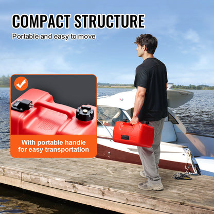 Boat Fuel Tank, 3.17-Gallon/12-L Marine Outboard Transfer Tank, Transfer Tank with 9.8ft Hose, Gauge for Outboard Engine, Yacht, Fishing Boat, Deck, Red