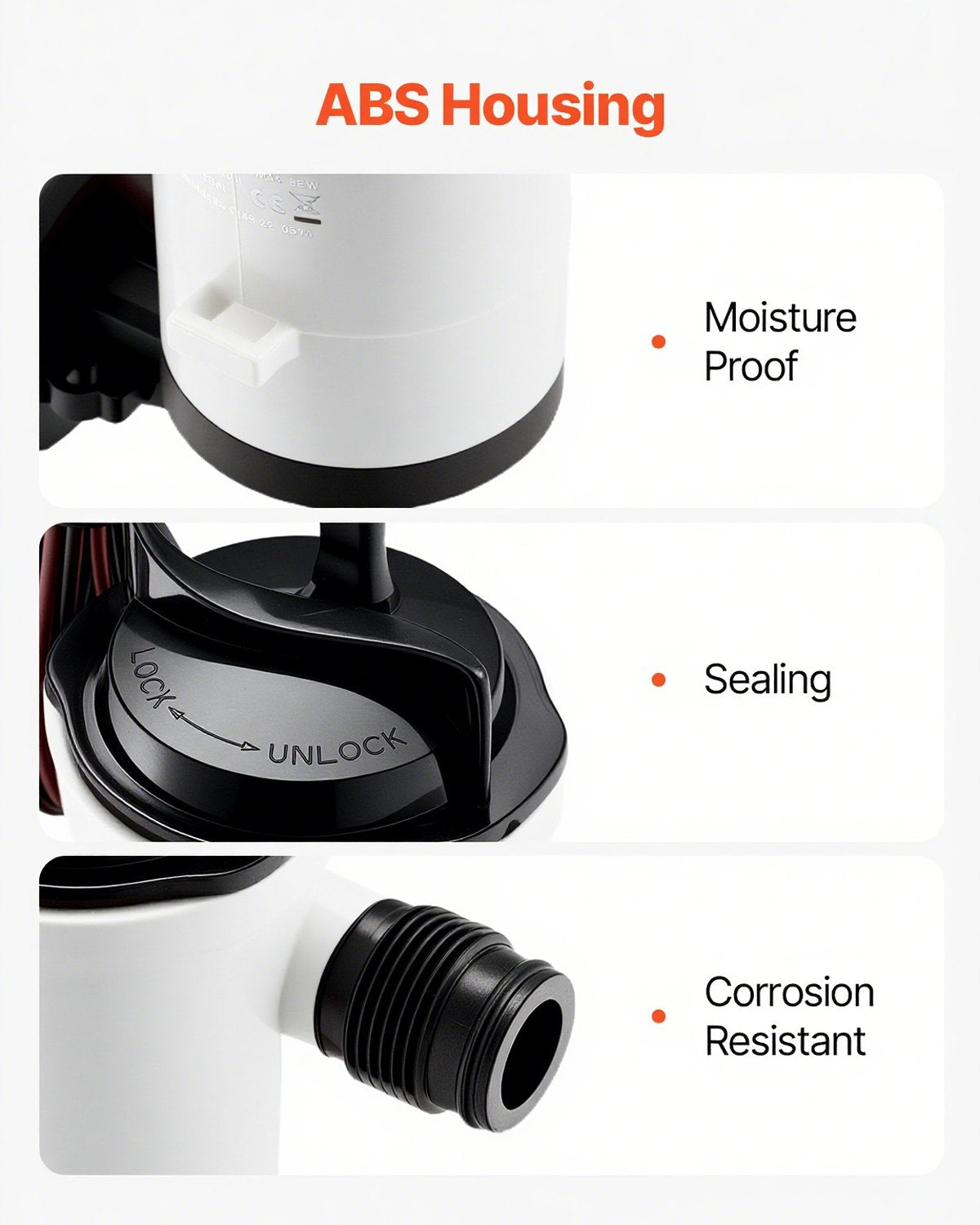 Livewell Pump for Boat, 12V 50 L/min(800 GPH) Livewell Aerator Pump with Detachable Motor, 90-Degree Baitwell Pumps for Boats, Corrosion-Resistant Submersible Aerator Pump, for Freshwater and Saltwater