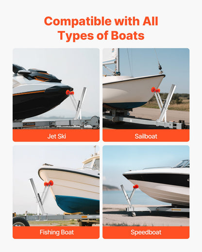 Vinschstativ för båttrailer, 50,8-76,2 mm vinschstolpar, vinschsäte för båttrailer med orange TPU-rulle och u-bultar, lämplig för vattenskoter, segelbåt, fiskebåt, motorbåt (galvaniserad), silver