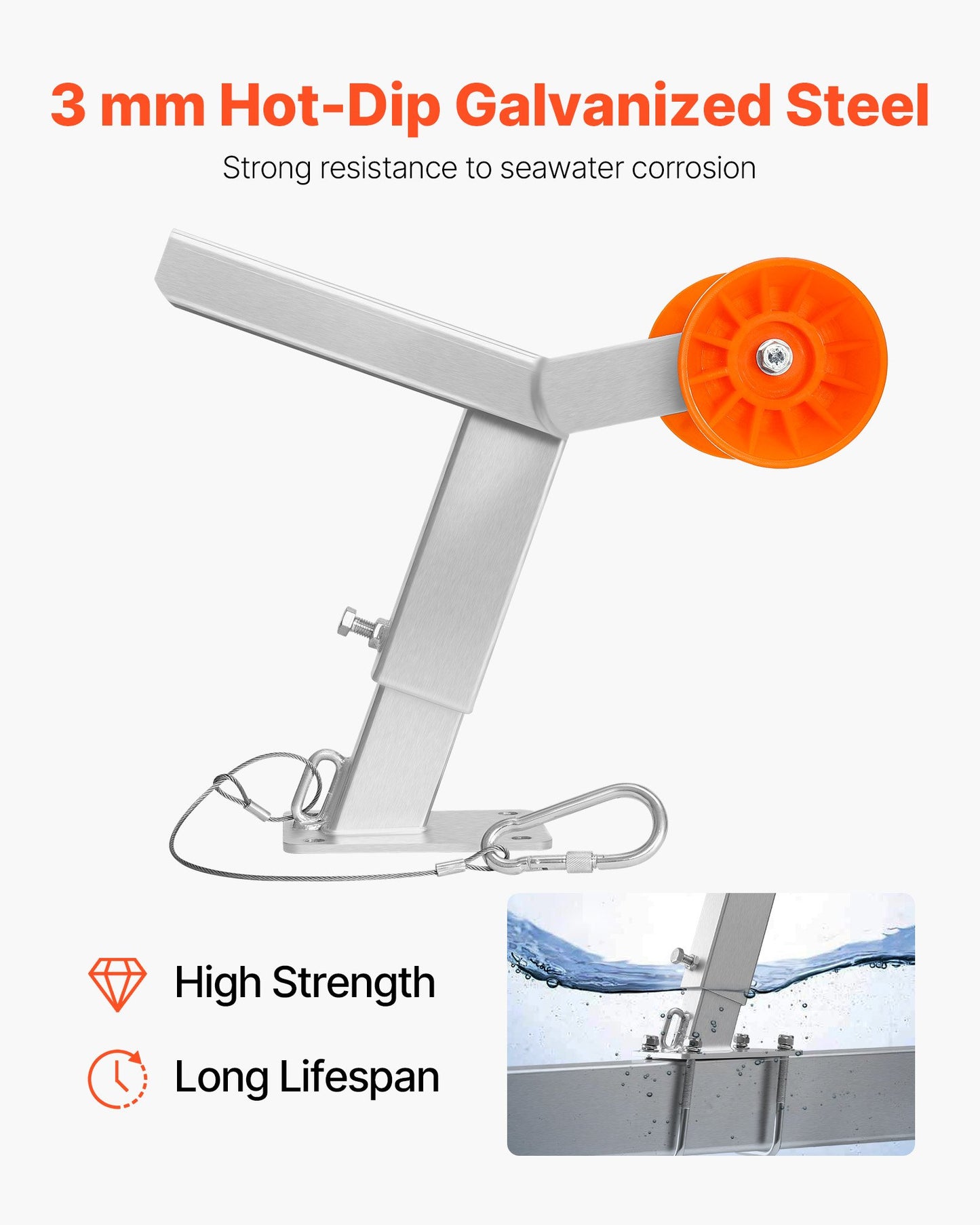 Vinschstativ för båttrailer med rulle, justerbar höjd 365-548 mm, båtvinschfäste med U-bultar för 50,8-76,2 mm B x 76,2-101,6 mm H trailertunga, lämplig för vattenskoter, segelbåt, motorbåt