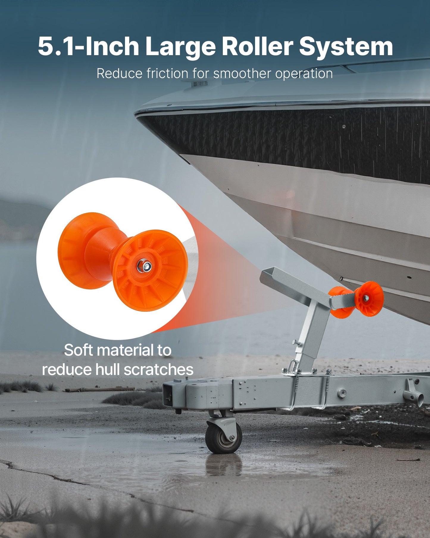 Vinschstativ för båttrailer med rulle, justerbar höjd 365-548 mm, båtvinschfäste med U-bultar för 50,8-76,2 mm B x 76,2-101,6 mm H trailertunga, lämplig för vattenskoter, segelbåt, motorbåt