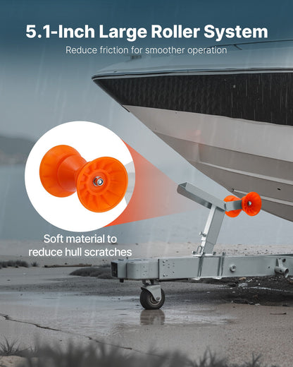 Vinschstativ för båttrailer med rulle, justerbar höjd 365-548 mm, båtvinschfäste med U-bultar för 50,8-76,2 mm B x 76,2-101,6 mm H trailertunga, lämplig för vattenskoter, segelbåt, motorbåt