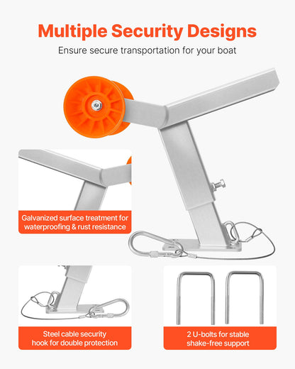 Vinschstativ för båttrailer med rulle, justerbar höjd 365-548 mm, båtvinschfäste med U-bultar för 50,8-76,2 mm B x 76,2-101,6 mm H trailertunga, lämplig för vattenskoter, segelbåt, motorbåt