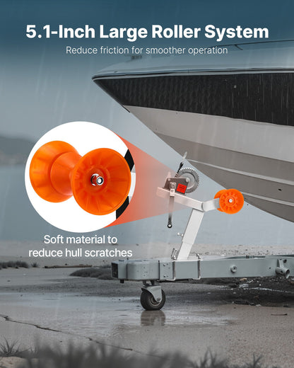 Boat Trailer Winch Stand with Roller, 544 kg Winch & 51 mm x 7.6 m Winch Strap, Boat Winch Mount with U-Bolt for 50.8-76.2 mm W x 76.2-101.6 mm H Trailer Tongue, Fit for Jet Ski, Sailboat, Speedboat