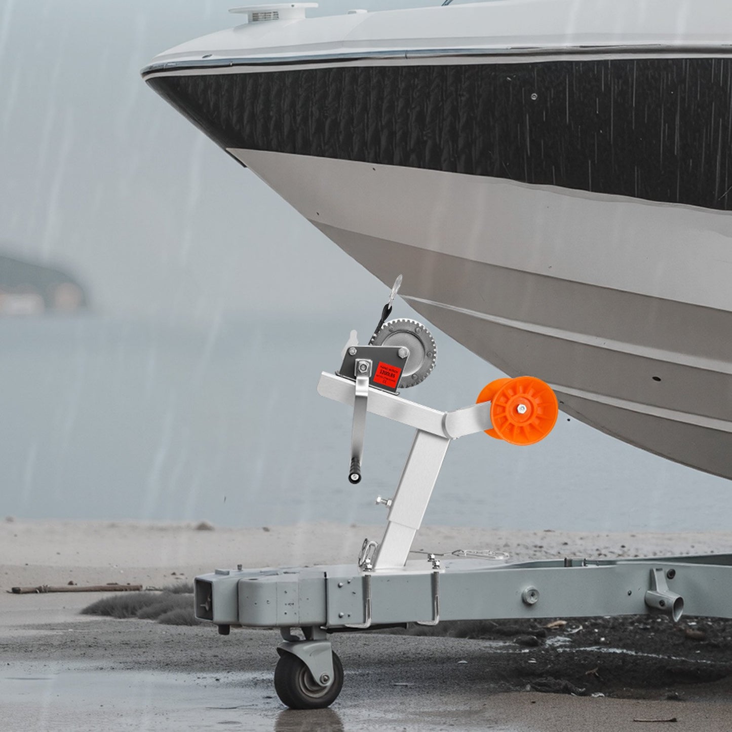 Boat Trailer Winch Stand with Roller, 544 kg Winch & 51 mm x 7.6 m Winch Strap, Boat Winch Mount with U-Bolt for 50.8-76.2 mm W x 76.2-101.6 mm H Trailer Tongue, Fit for Jet Ski, Sailboat, Speedboat