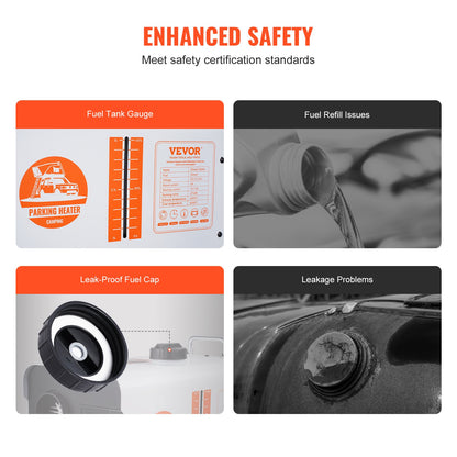 8KW dieselvärmare, 12V/24V allt-i-ett dieselluftvärmare, med Bluetooth-appkontroll, fjärrkontroll och display, CO-larm, snabb uppvärmning, bärbar dieselvärmare för fordon och utomhusbruk