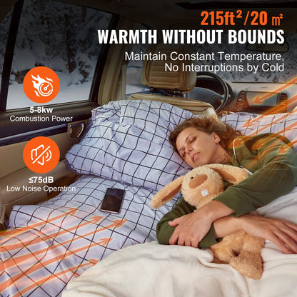 5-8KW dieselvärmare, dieselluftvärmare allt-i-ett med fjärrkontroll och LCD-skärm, snabb uppvärmning lågt ljud, bärbar dieselvärmare för lastbil, skåpbil, husbil, släpvagn, husbil