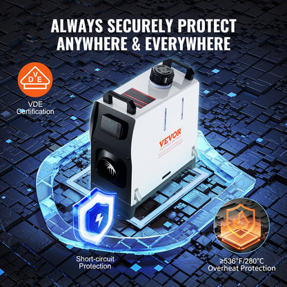 5-8KW dieselvärmare, dieselluftvärmare allt-i-ett med fjärrkontroll och LCD-skärm, snabb uppvärmning lågt ljud, bärbar dieselvärmare för lastbil, skåpbil, husbil, släpvagn, husbil