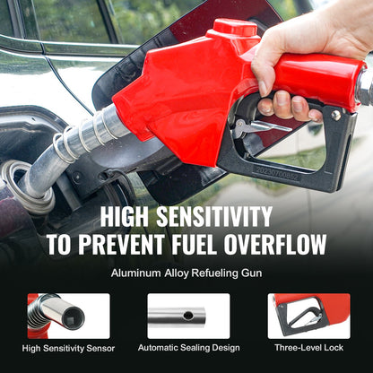 Bränsleslangvinda, 25,4 mm x 10,06 m, extra lång infällbar dieselslangvinda, kraftig kolstålskonstruktion med automatiskt bränslemunstycke, NBR-gummislang för flygplan, fartyg, fordon, tankbil, 20,68 bar