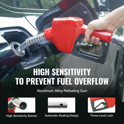 Bränsleslangvinda, 25,4 mm x 15,24 m, extra lång infällbar dieselslangvinda, kraftig kolstålskonstruktion med automatiskt bränslemunstycke, NBR-gummislang för flygplan, fartyg, fordon, tankbil, 20,68 bar