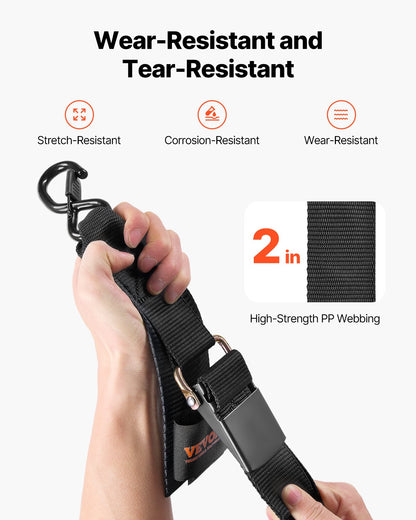 Infällbara spärrremmar, 2 tum x 2 fot spärrremmar med säkerhetslås S-krokar, 2-pack kraftiga spärrremmar med 1500 lbs brottstyrka, för släpvagnar, fordon, båt