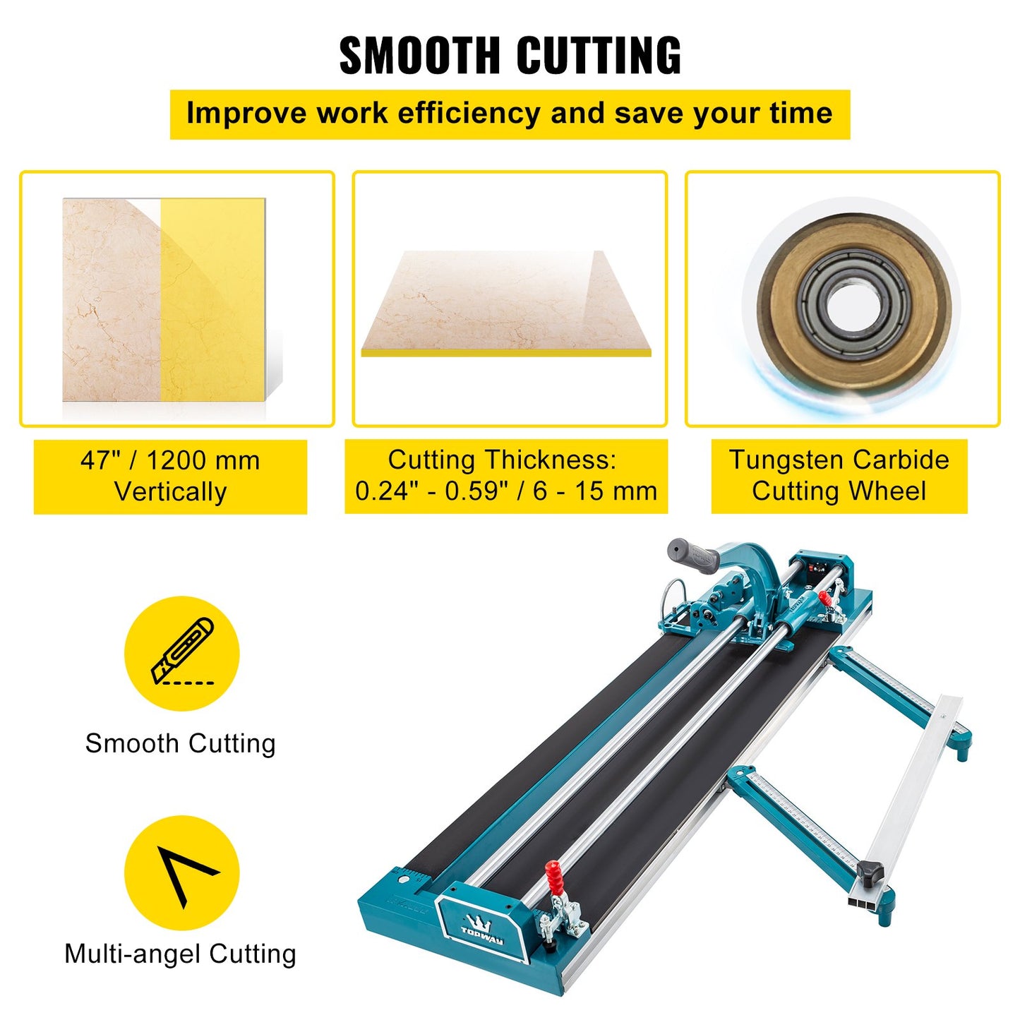47Inch/1200mm Tile Cutter Double Rail Manual Tile Cutter 3/5 in Cap with Precise Laser Positioning Manual Tile Cutter Tools for Precision Cutting