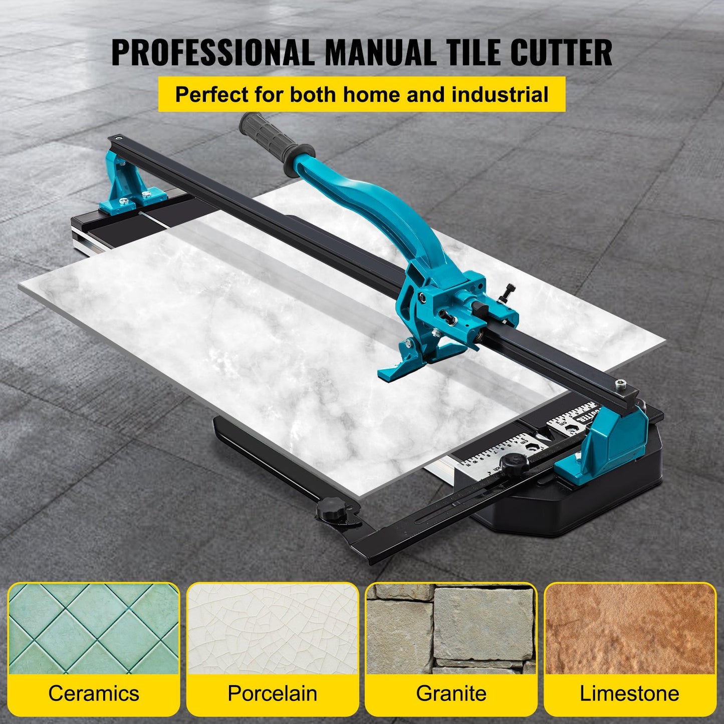 600 mm Tile Cutter Single Rail Double Brackets Manual Tile Cutter 1.5 cm Cap w/Precise Laser Manual Tile Cutter Tools for Precision Cutting