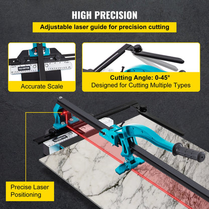600 mm Tile Cutter Single Rail Double Brackets Manual Tile Cutter 1.5 cm Cap w/Precise Laser Manual Tile Cutter Tools for Precision Cutting