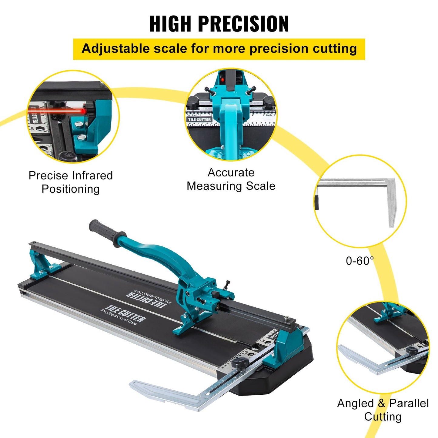 800 mm Tile Cutter Single Rail Manual Tile Cutter 3/5 in Cap w/Precise Laser Positioning Manual Tile Cutter Tools for Precision Cutting