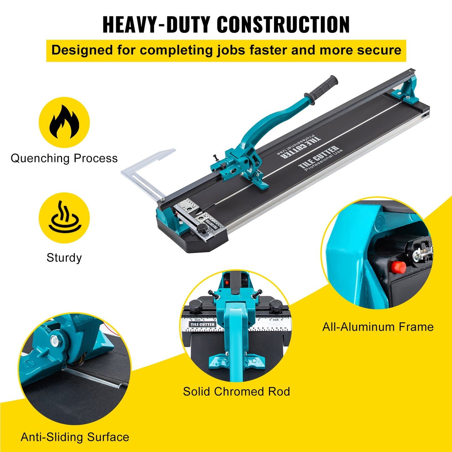 800 mm Tile Cutter Single Rail Manual Tile Cutter 3/5 in Cap w/Precise Laser Positioning Manual Tile Cutter Tools for Precision Cutting