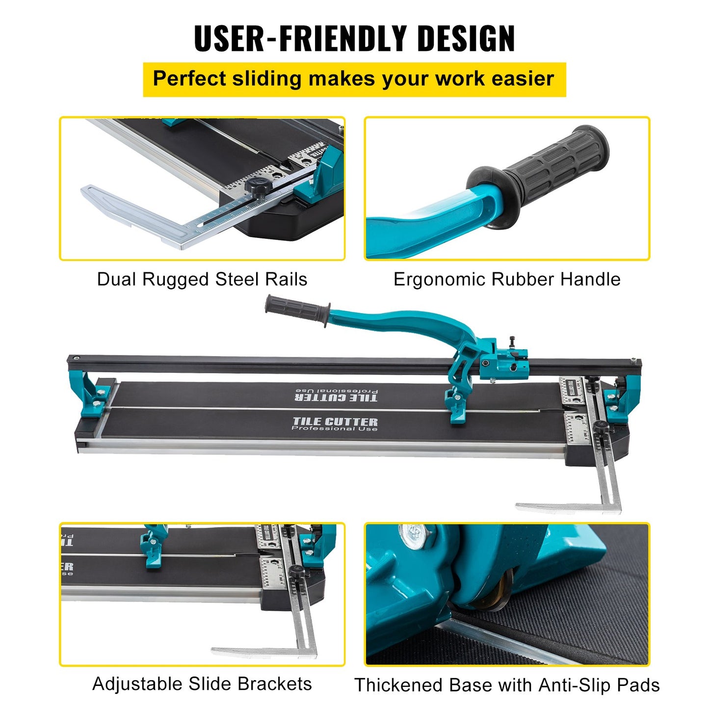 800 mm Tile Cutter Single Rail Manual Tile Cutter 3/5 in Cap w/Precise Laser Positioning Manual Tile Cutter Tools for Precision Cutting