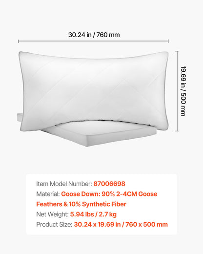 Bed Pillows for Sleeping, Set of 2, Queen Size Luxury Quality Hotel Pillows with Original Down Alternative Filling, Supportive and Fluffy, Bedding for Back, Stomach and Side Sleepers, White