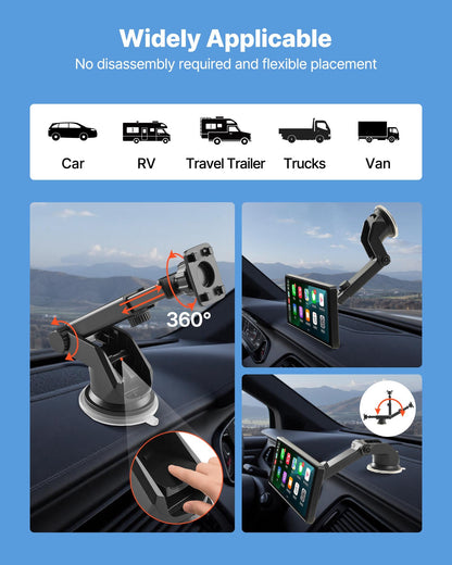 Trådlös bilstereo, 254 mm HD bärbar radio med pekskärm, kompatibel med Apple CarPlay och Android Auto, CarPlay-skärm för bil med röststyrning, spegellänk, Bluetooth och GPS-navigering